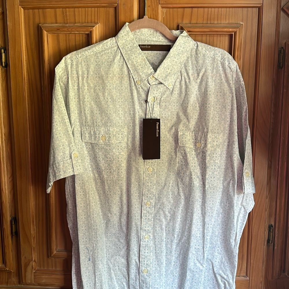 Perry Ellis White Casual Button Down Shirt